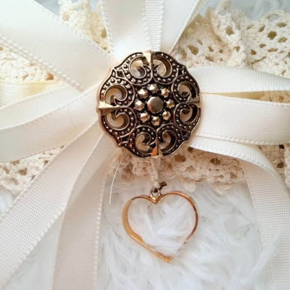 Ivory Lace Bridal Garter Wedding Garter Heart Charm Keepsake - Picture 4 of 8